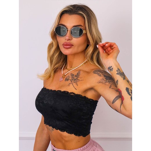 TOP KORONKOWY BANDEAU BEZ RAMIĄCZEK- CZARNY ze sklepu olika.com.pl w kategorii Bluzki damskie - zdjęcie 180175070
