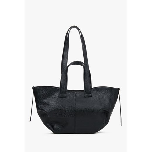 Estro: Czarna torba damska typu shopper z włoskiej skóry naturalnej Premium ze sklepu Estro w kategorii Torby Shopper bag - zdjęcie 180175601