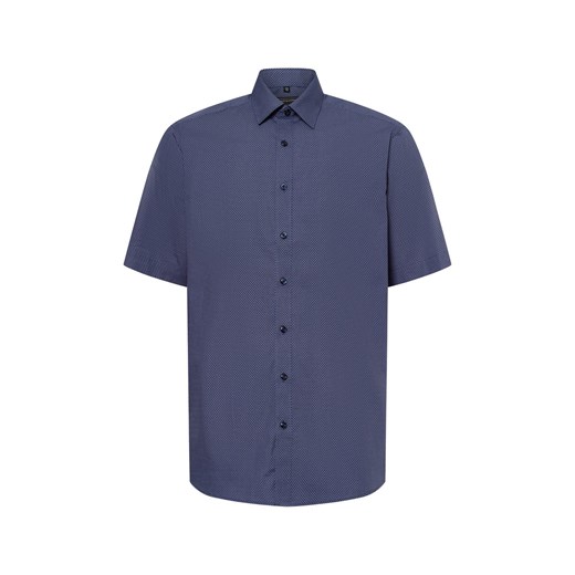 Finshley & Harding Męska koszula biznesowa - Easy Care Mężczyźni Modern Fit Bawełna granatowy wzorzysty ze sklepu vangraaf w kategorii Koszule męskie - zdjęcie 180179573