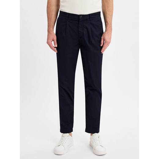 Tommy Hilfiger Męskie spodnie materiałowe - Harlem Mężczyźni Bawełna granatowy jednolity ze sklepu vangraaf w kategorii Spodnie męskie - zdjęcie 180179590