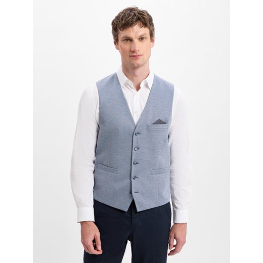 Finshley & Harding Męskie garnitury modułowe - Maxte Mężczyźni Modern Fit jasny szary wzorzysty ze sklepu vangraaf w kategorii Kamizelki męskie - zdjęcie 180179591