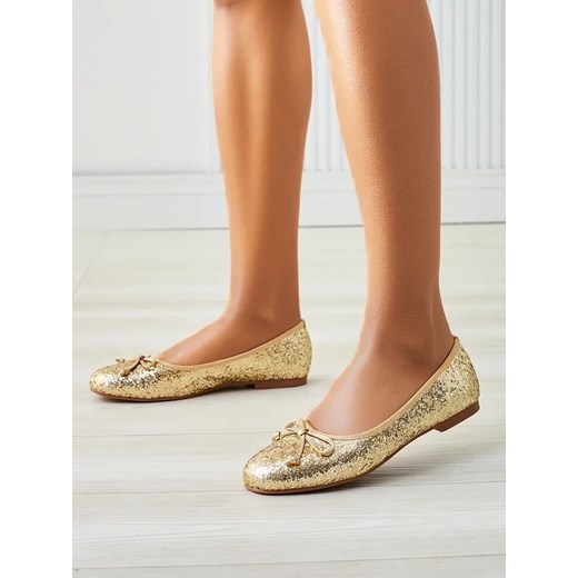 Royalfashion Damskie baleriny z brokatem i kokardką Aramie ze sklepu royalfashion.pl w kategorii Balerinki - zdjęcie 180184602
