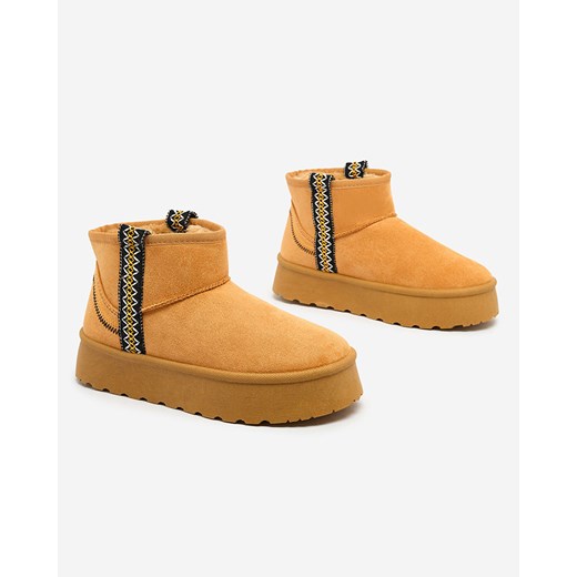 Royalfashion Krótkie damskie buty a'la śniegowce z ozdobą Erititta ze sklepu royalfashion.pl w kategorii Śniegowce damskie - zdjęcie 180190040