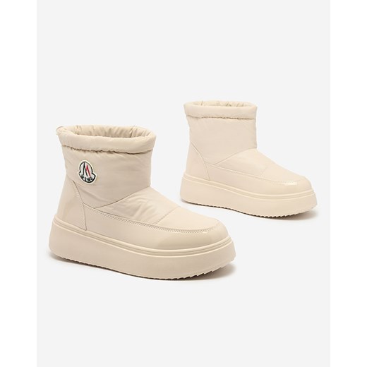 Royalfashion Wsuwane śniegowce damskie w kremowym kolorze Ademra ze sklepu royalfashion.pl w kategorii Śniegowce damskie - zdjęcie 180192541
