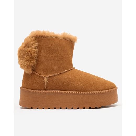 Royalfashion Buty a'la śniegowce damskie w kolorze camelowym Goroggo ze sklepu royalfashion.pl w kategorii Śniegowce damskie - zdjęcie 180196943