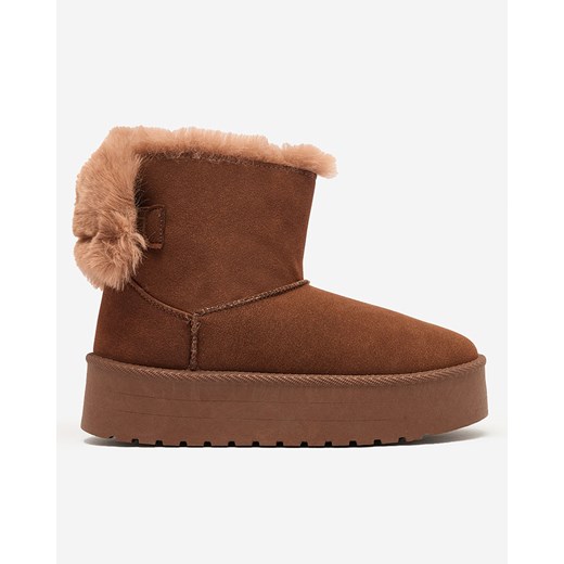 Royalfashion Buty a'la śniegowce damskie w kolorze brązowym Goroggo ze sklepu royalfashion.pl w kategorii Śniegowce damskie - zdjęcie 180198672
