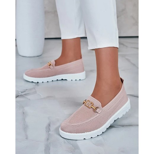 Royalfashion Damskie materiałowe mokasyny ze złotą ozdobą Erticae ze sklepu royalfashion.pl w kategorii Mokasyny damskie - zdjęcie 180200200