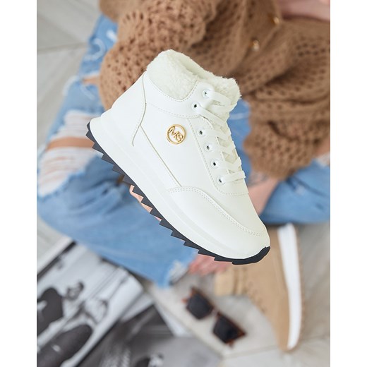 Royalfashion Buty sportowe damskie z ociepleniem w kolorze białym Cerrto ze sklepu royalfashion.pl w kategorii Buty sportowe damskie - zdjęcie 180202490