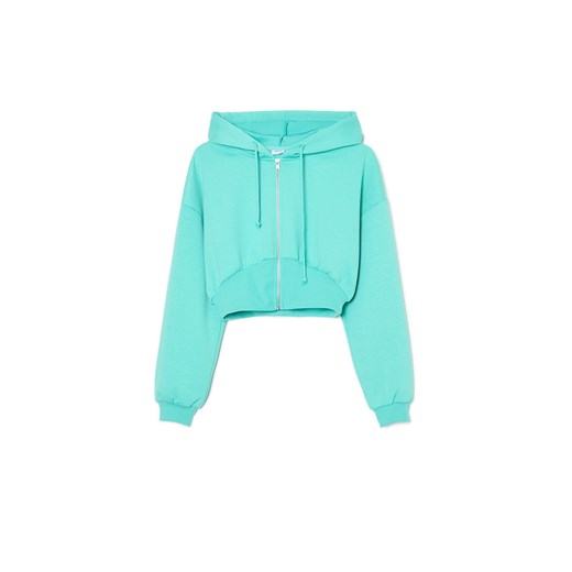 Cropp - Rozpinana bluza w miętowym kolorze - niebieski ze sklepu Cropp w kategorii Bluzy damskie - zdjęcie 180205080