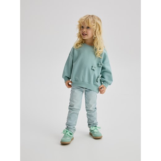 Reserved - Bawełniana bluza z aplikacjami - jasnoniebieski ze sklepu Reserved w kategorii Bluzy dziewczęce - zdjęcie 180205450