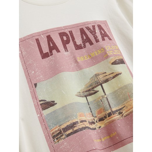 Reserved - T-shirt z nadrukiem - złamana biel Reserved S Reserved