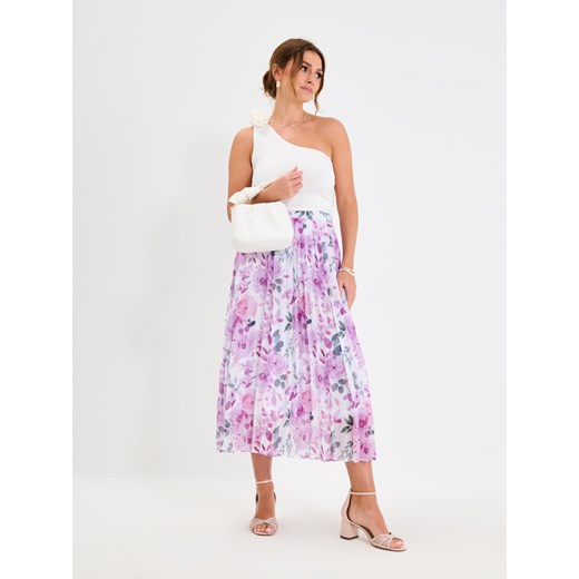 Sinsay - Plisowana spódnica midi w kwiaty - wielobarwny Sinsay L Sinsay