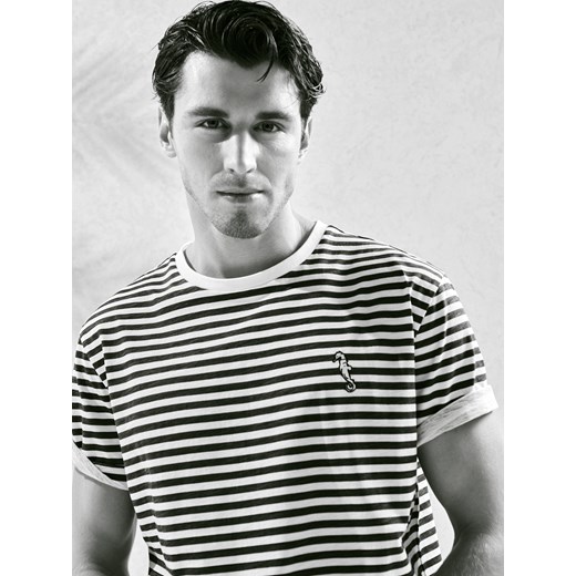 Sinsay - Koszulka w paski z drobnym ozdobnym haftem - zielony Sinsay S Sinsay