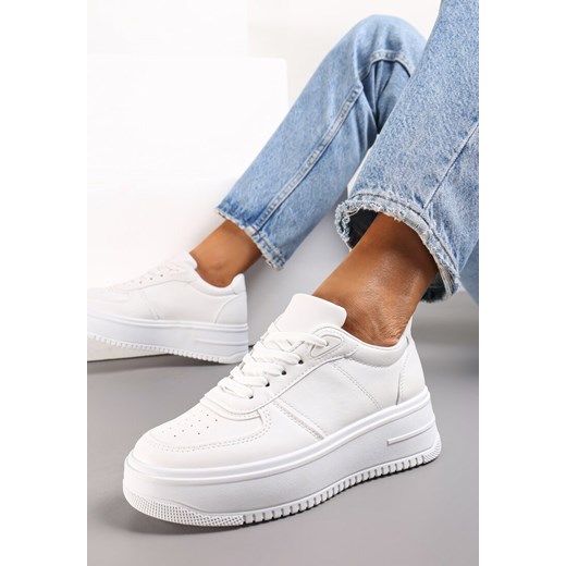 Białe Sneakersy przed Kostkę na Grubej Podeszwie Ameerana Renee 41 promocja renee.pl