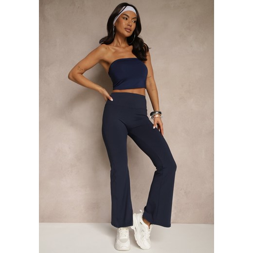 Granatowe Spodnie Dzwony Legginsy High Waist Onellin ze sklepu renee.pl w kategorii Spodnie damskie - zdjęcie 180207203