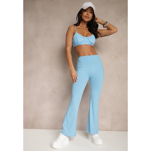 Niebieskie Spodnie Dzwony Legginsy High Waist Onellin ze sklepu renee.pl w kategorii Spodnie damskie - zdjęcie 180207213