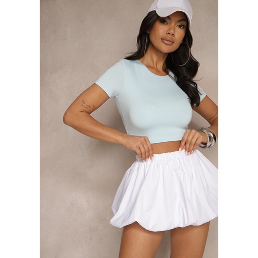 Jasnoniebieski T-shirt Cropped z Wiskozą Efranessa ze sklepu renee.pl w kategorii Bluzki damskie - zdjęcie 180207263