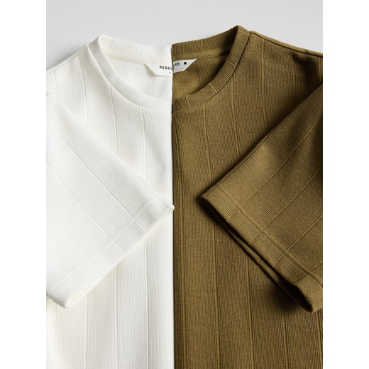 Reserved - T-shirt regular ze strukturalnej dzianiny - jasnozielony Reserved XXL Reserved