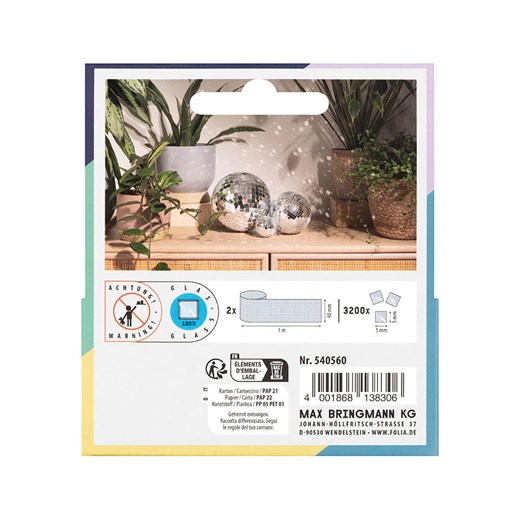 folia PAPER Taśma w kolorze srebrnym z mozaiką lustrzaną Folia Paper onesize promocyjna cena Limango Polska