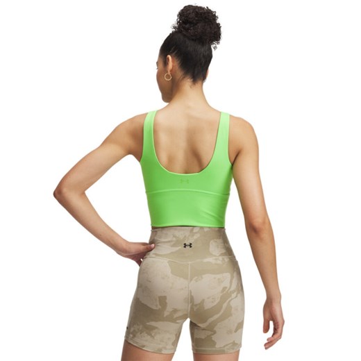 Damski top treningowy Under Armour Project Rock Fitted Bra Tank - zielony ze sklepu Sportstylestory.com w kategorii Biustonosze - zdjęcie 180211452