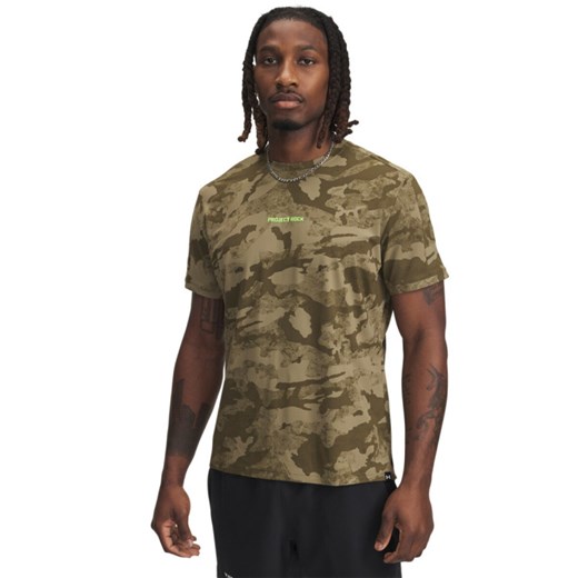 Męska koszulka treningowa Under Armour Project Rock IsoChill SS - brązowa ze sklepu Sportstylestory.com w kategorii T-shirty męskie - zdjęcie 180211483