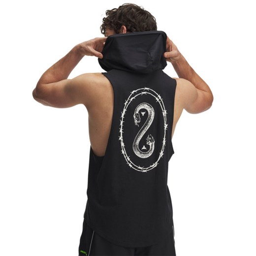 Męski top treningowy z kapturem Under Armour Project Rock Snake SL HD - czarny ze sklepu Sportstylestory.com w kategorii T-shirty męskie - zdjęcie 180211512