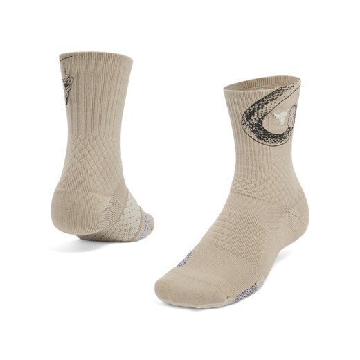 Skarpetki treningowe uniseks Under Armour Project Rock Ad Playmaker 1pk Mid - beżowe ze sklepu Sportstylestory.com w kategorii Skarpetki damskie - zdjęcie 180211523
