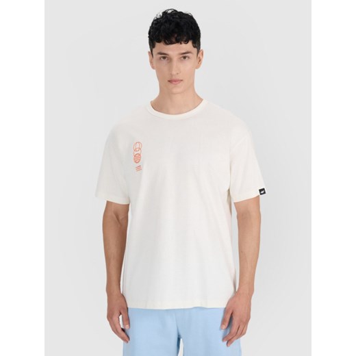 Męski t-shirt oversize 4F 4FRSS25TTSHM2652 - beżowy M okazja Sportstylestory.com