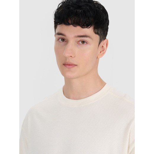 Męski t-shirt oversize 4F 4FRSS25TTSHM2653 - biały L okazyjna cena Sportstylestory.com