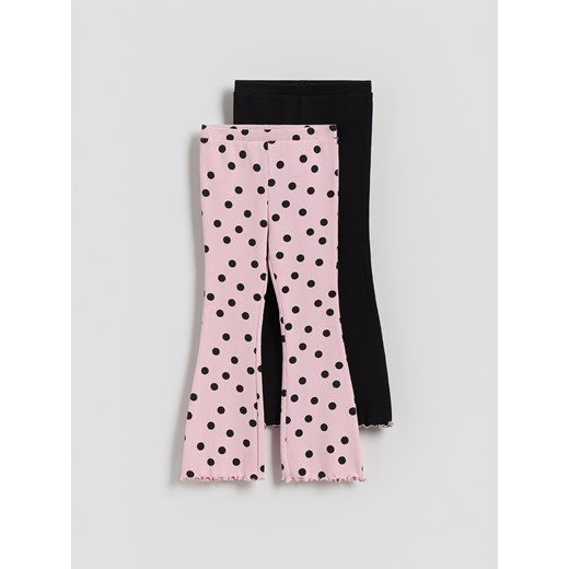 Reserved - Prążkowane legginsy z bawełny 2 pack - wielobarwny ze sklepu Reserved w kategorii Spodnie dziewczęce - zdjęcie 180212230