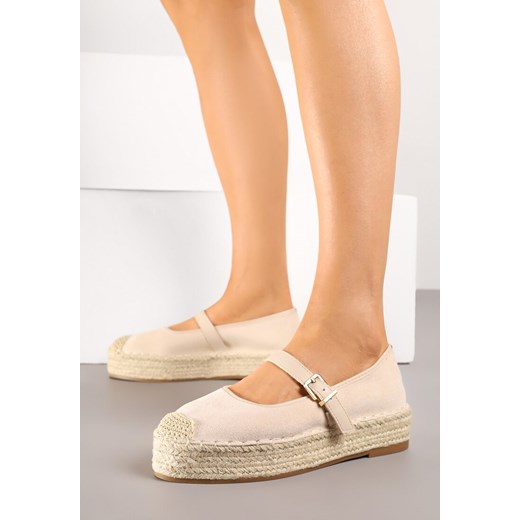 Beżowe Espadryle Ozdobione Paskiem i Plecionką Fevandre ze sklepu born2be.pl w kategorii Espadryle damskie - zdjęcie 180212883