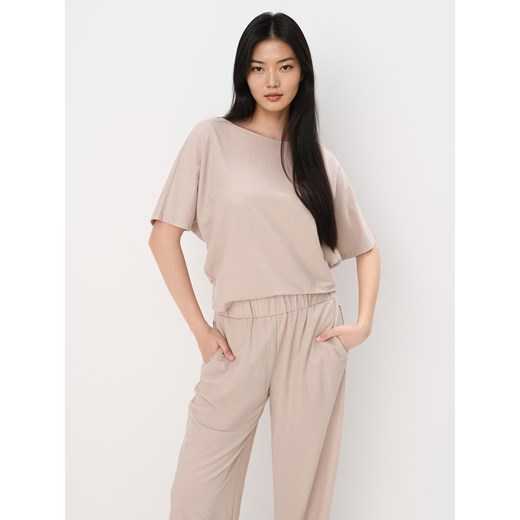 Mohito - Beżowa bluzka z krótkim rękawem - beżowy Mohito XL Mohito