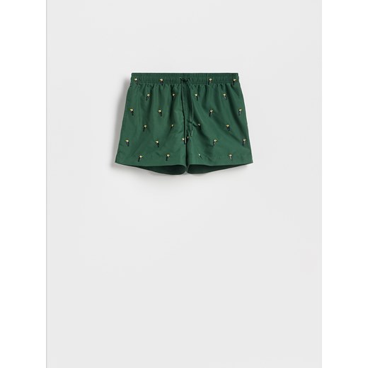 Reserved - Szorty plażowe ze wzorem - ciemnozielony Reserved XL Reserved