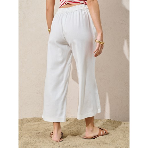 Sinsay - Spodnie z wiskozą i domieszką lnu - kremowy Sinsay L Sinsay
