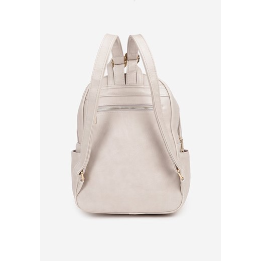 Jasnobeżowy Plecak na Regulowanych Szelkach z Ekoskóry ze Złotymi Detalami Sanu Renee ONE SIZE okazja renee.pl