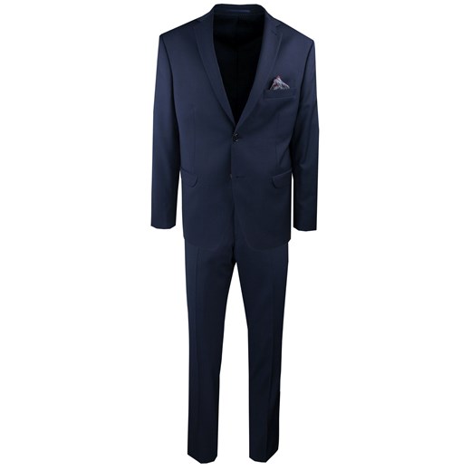 Elegancki Garnitur Wełniany, Wyszczuplony (Slim) - MEN&#039;SFIELD - Granatowy GARMNSD240694SLIM ze sklepu JegoSzafa.pl w kategorii Garnitury męskie - zdjęcie 180221473