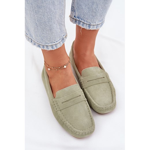 Damskie Mokasyny Z Naturalnego Zamszu Zielone RR274945 41 ZAZOO