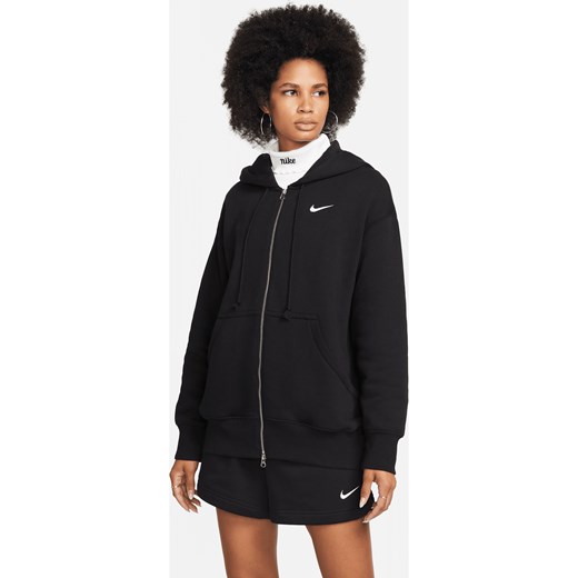 Damska bluza z kapturem o kroju oversize z zamkiem na całej długości Nike Sportswear Phoenix Fleece - Czerń ze sklepu Nike poland w kategorii Bluzy damskie - zdjęcie 180222023
