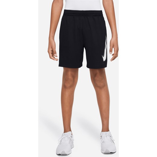 Spodenki treningowe Dri-FIT z nadrukiem dla dużych dzieci (chłopców) Nike Multi - Czerń ze sklepu Nike poland w kategorii Spodenki chłopięce - zdjęcie 180222042