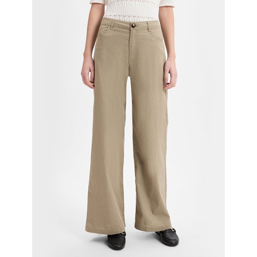 Franco Callegari Spodnie Kobiety len taupe jednolity ze sklepu vangraaf w kategorii Spodnie damskie - zdjęcie 180227102