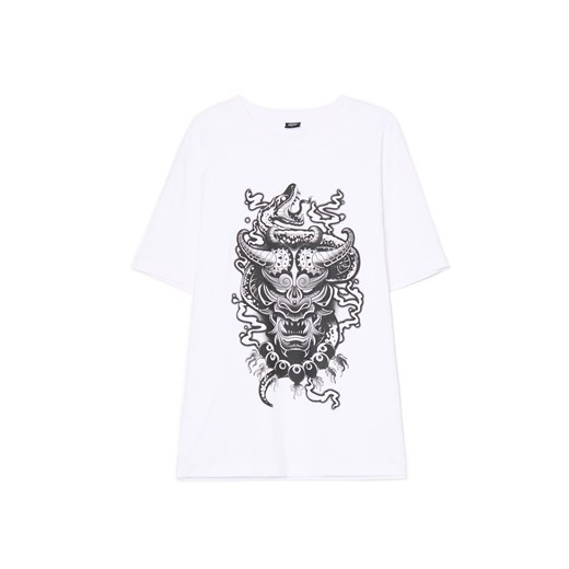 Cropp - Biała koszulka z unikatowym nadrukiem - biały ze sklepu Cropp w kategorii T-shirty męskie - zdjęcie 180227453