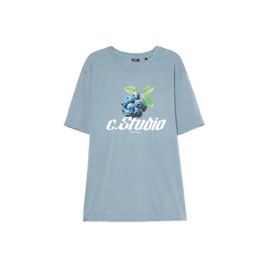 Cropp - T-shirt z motywem borówek - niebieski ze sklepu Cropp w kategorii T-shirty męskie - zdjęcie 180227491