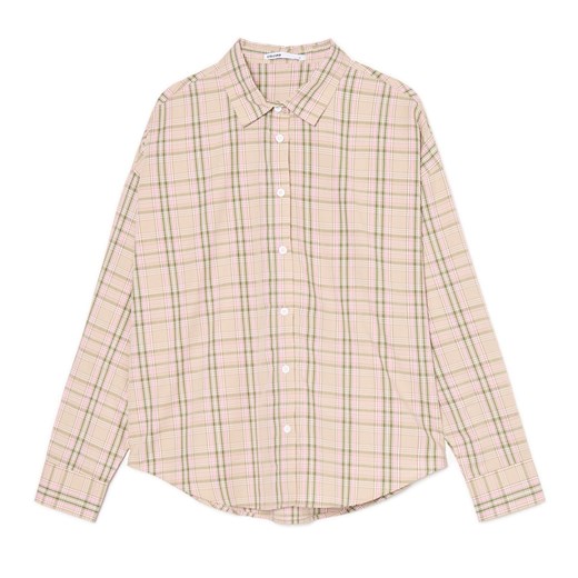 Cropp - Beżowa koszula w kratę - beżowy Cropp XL Cropp