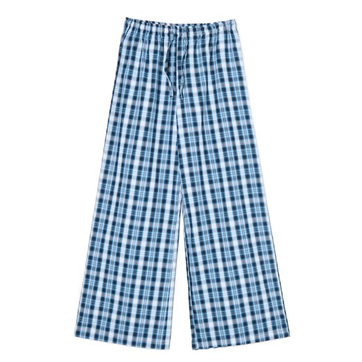 Cropp - Niebieskie spodnie w kratę - granatowy Cropp 36 Cropp