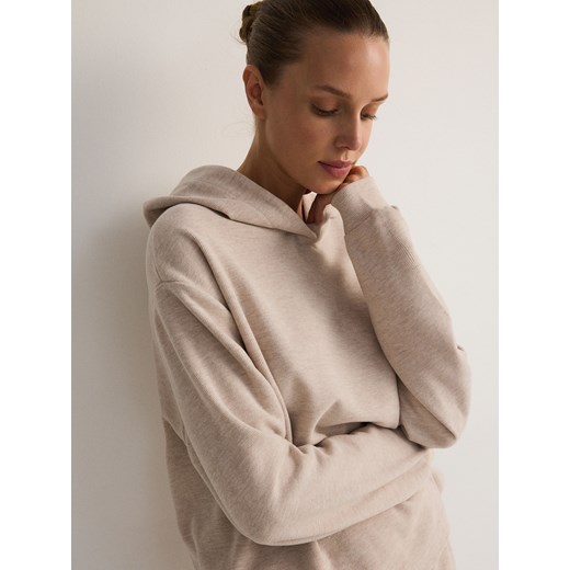 Reserved - Bluza oversize z kapturem - beżowy ze sklepu Reserved w kategorii Bluzy damskie - zdjęcie 180228762