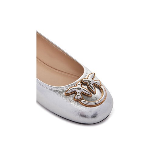 Srebrne balerinki Pinko bez zapięcia casual 