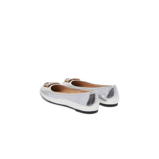 Balerinki srebrne Pinko casual na lato płaskie 
