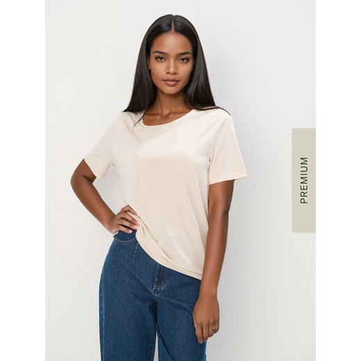 Mohito - T-shirt z modalem - beżowy ze sklepu Mohito w kategorii Bluzki damskie - zdjęcie 180230924