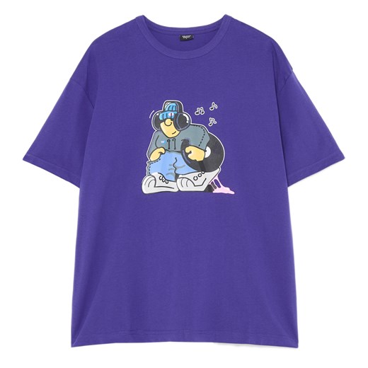 Cropp - Koszulka z muzycznym motywem - niebieski Cropp XL Cropp