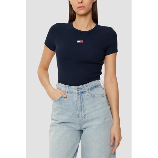 TOMMY JEANS Granatowy t-shirt damski, Rozmiar XS ze sklepu outfit.pl w kategorii Bluzki damskie - zdjęcie 180231222